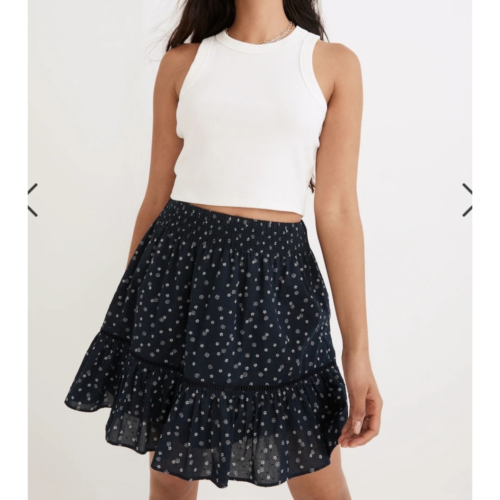 Madewell Smock-Waist Ruffle Mini Skirt in Bandana Flower - Large